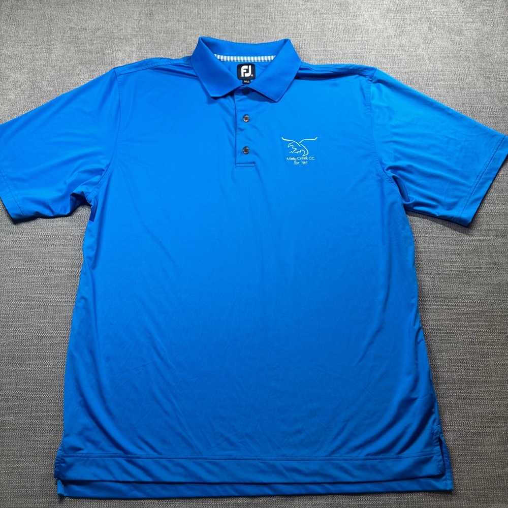 FootJoy‎ Polo Shirt Men XL Blue Misty Creek CC Golf Performance Stretch